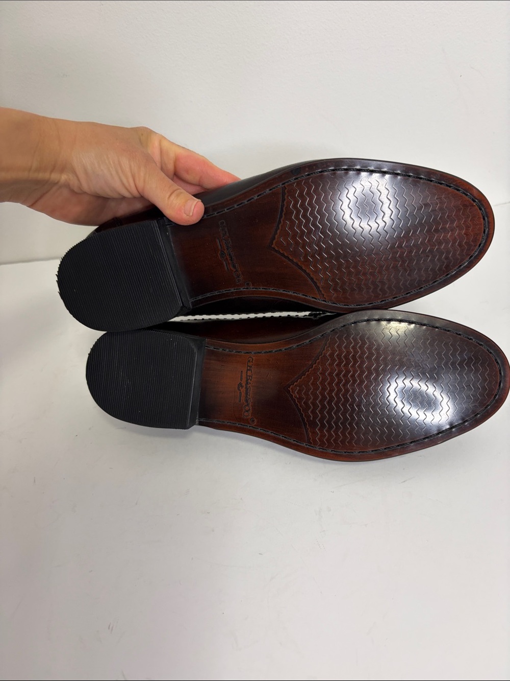 GH Bass Penny Loafers Womens 8.5 Dark Brown Leather Woven Preppy Slip On Shoes - Picture 13 of 15